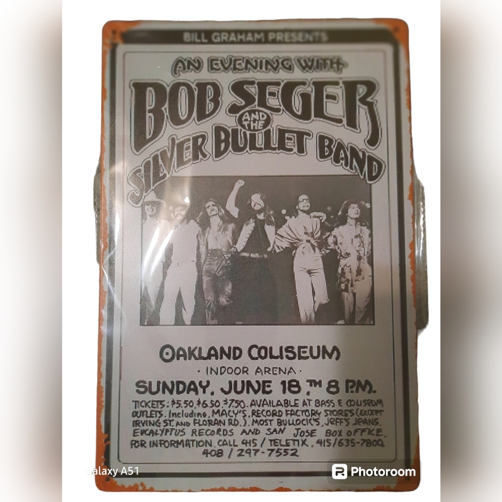 NEW!🤟#BOB SEGER #concert, #Classic Rock gold🎸- tin art - #Night Moves🎬